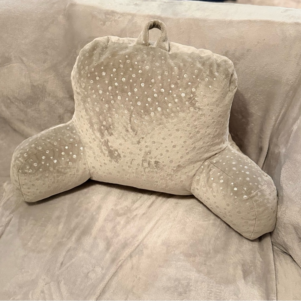 BCBGeneration Silver Polka Dot Pillow‎ Faux Shearling Bed Rest Pillow